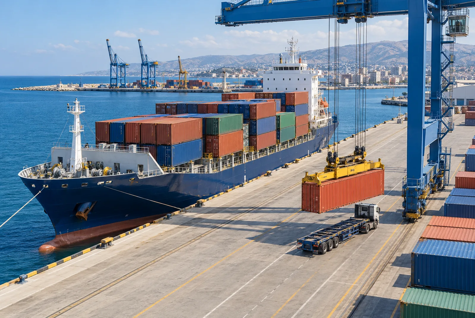 General cargo vessel with a shipboard crane
